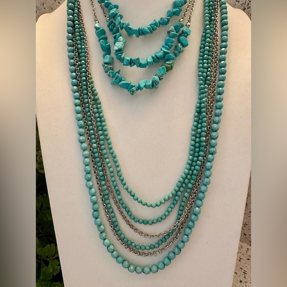 Turquoise color jewelry set (3pc) - Picture 2 of 7
